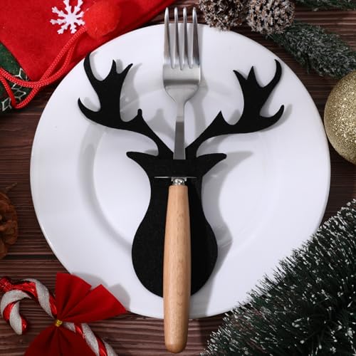 Hauojaus 20 Stück ​​Weihnachten Tischdeko, Bestecktaschen Weihnachten Filz​​ Besteckbeutel Besteckbeutel ​​Tischdeko Weihnachten​​,...