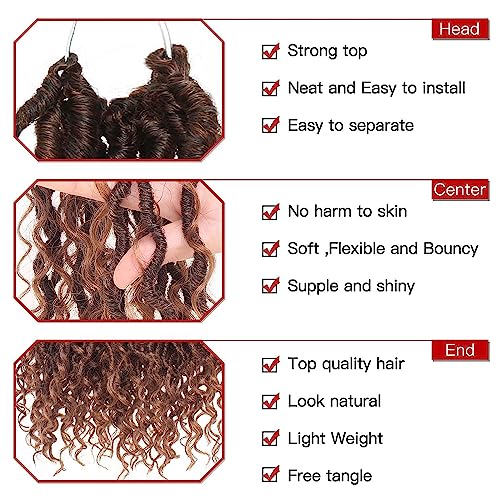 Xtrend 10Inch 8 Packs River Faux Locs Crochet Hair With Curly Hair In Middle And Ends 14Strands/pack Pre-Looped Crochet Braids Messy Bohemian Fuax Locs Hair Extensions T30# - Image 3