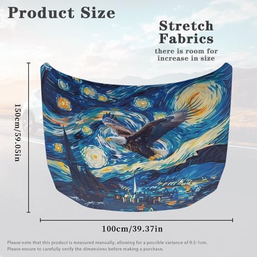 Image of Car Hood Cover for Compact Sedans SUV Trucks, 59x39 Inches Stretchable Eagle Galaxy Auto Hood Wraps Vehicles Banner Automotive Exterior Accessories