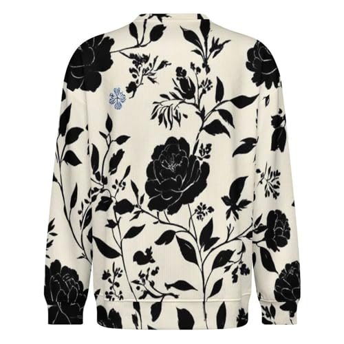 MoBlinko Mens Sweater Black Flowers Sweaters for Men Crew Neck Sweater for Men Lightweight Pullover3