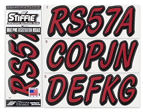 Image of Whipline Solid Burgundy /Black 3 inch Alpha-Numeric Registration Identification Numbers Stickers Decals for Boats & Personal Watercraft