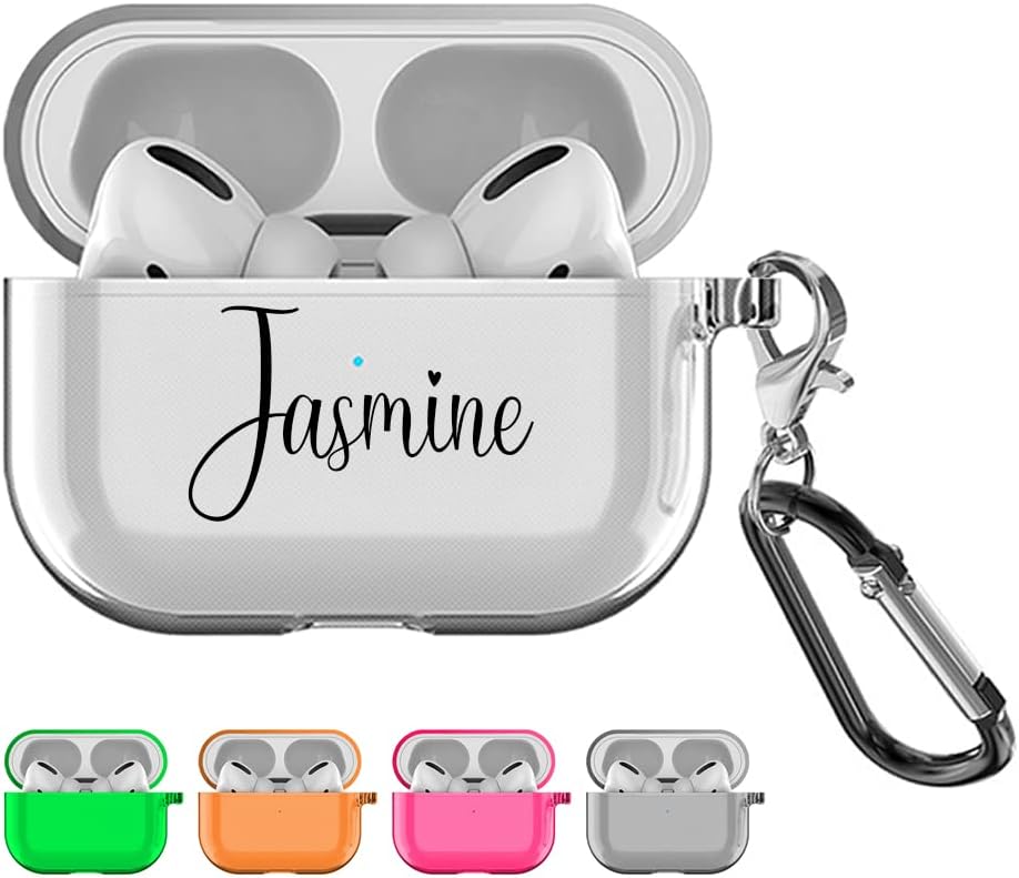 shumeiCustom Name Cover for Apple AirPods Pro Case (2019) Personalized Gift Shock Absorption Soft Clear TPU Cover DIY Relief