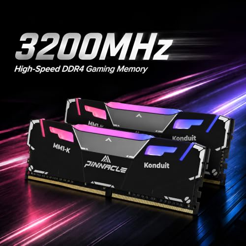 Image of Timetec Pinnacle Konduit RGB 16GB KIT(2x8GB) DDR4 3200MHz PC4-25600 CL16-18-18-38 XMP2.0 Overclocking 1.35V Compatible for AMD and Intel Desktop Gaming PC Memory Module RAM - Black