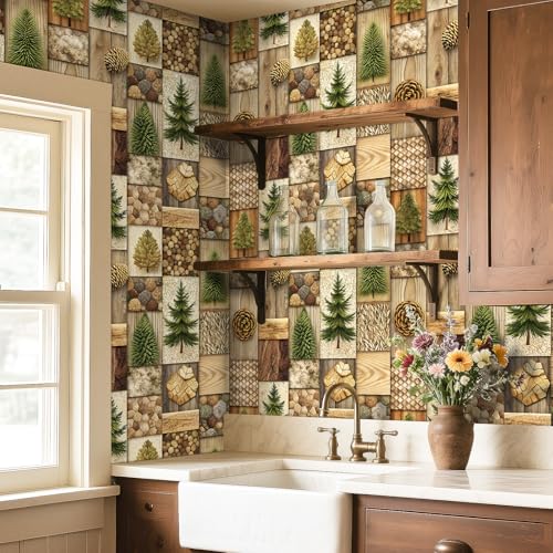 Papier peint patchwork rustique au design nordique exclusif pour une finition soignée - 3