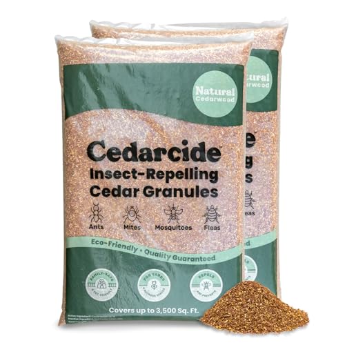 Cedarcide Lawn Home & Garden Cedar Granules | Repels Fleas Ants Spiders & Mosquitoes | Smells Great Easy to Use | Family & Pet Safe | 2 Bags (16 Lbs)