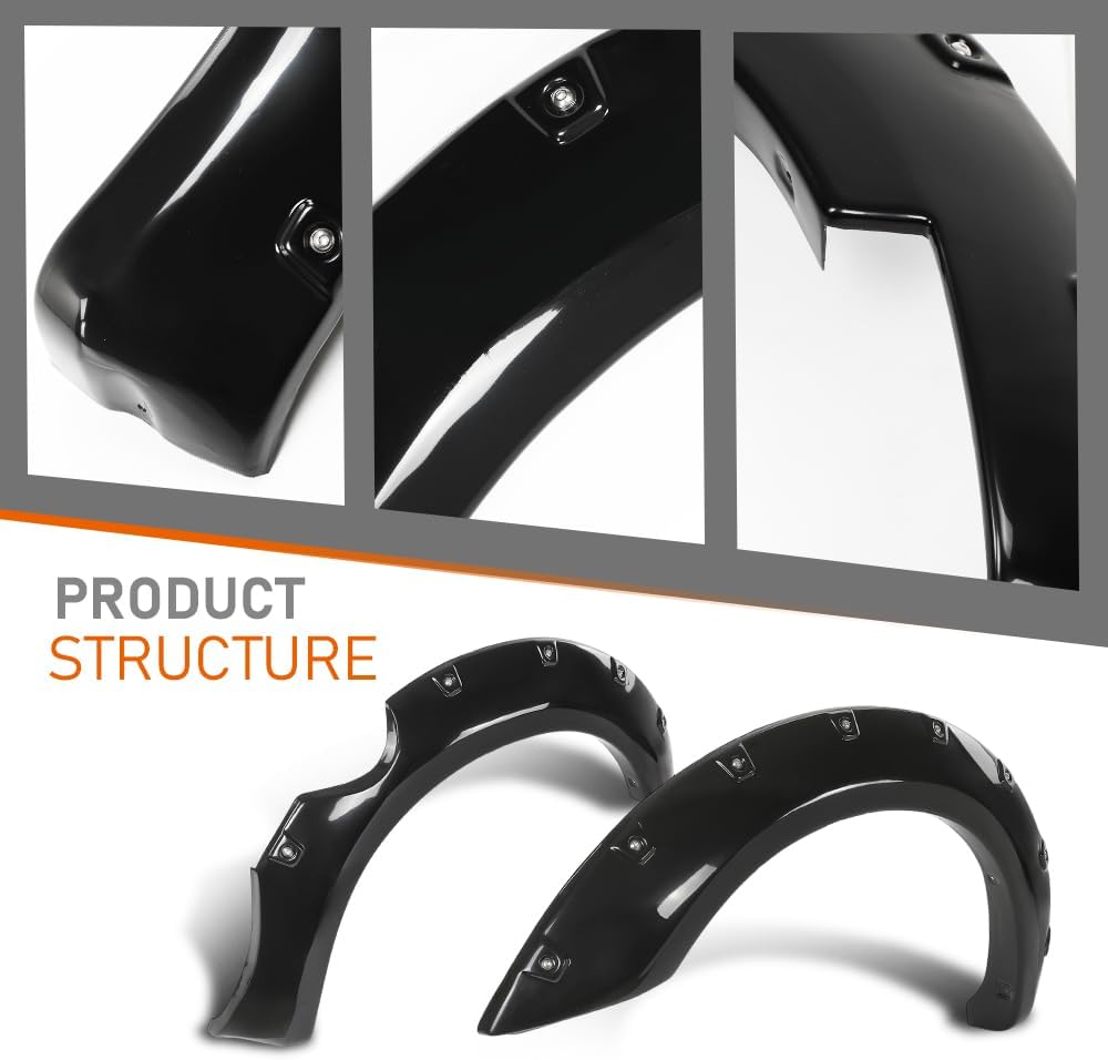 4PCS Fender Flare Compatible with Nissan Frontier 2006-2020, Fit 5' Styleside Bed & Factory Chrome Front Bumper Only Black