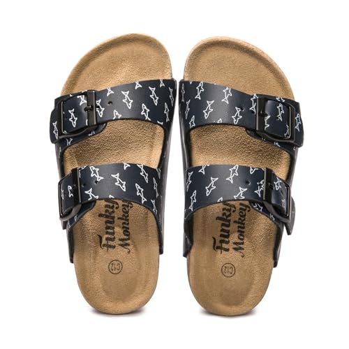 Image of FUNKYMONKEY Unisex-Child Slide Sandals Adjustable Double Buckle with Soft Footbed Comfort Slides for Girls and Boys