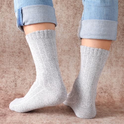 Image of Wool Socks for Women - Womens Wool Socks Winter Sock for men Warm Thick Knit Soft Vintage Casual Crew Sock