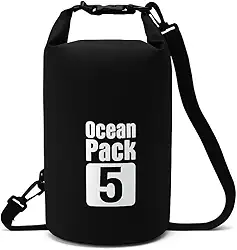 Bolsa Estanque 5L Ocean Pack Impermeável para Camping, Praia, Caiaque, Pesca e Aventura ao Ar Livre, ProvadÁgua, Poeira e Areia.