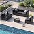 VONZOY Patio Furniture Sets, 7-Piece Outdoor Patio Furniture with Thick Cushions,Coffee Table Outdoor All-Weather Conversation Set Sectional Sofa for Backyard, Poolside, Garden(Black)