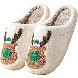 Cute Slippers Retro Soft Plush Lightweight Slides Slip-on Cozy Indoor Outdoor Slippers Keep Warm House Slippers