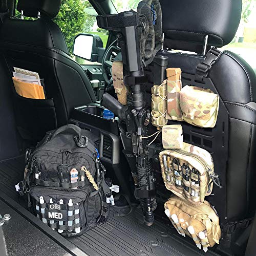 PETAC GEAR Rigid MOLLE Insert Panel 14.2in x 23.4in Vehicle Car Seat Back Organizer Rifle Gun Rack Mount Bracket Display Modular Storage Platform Black