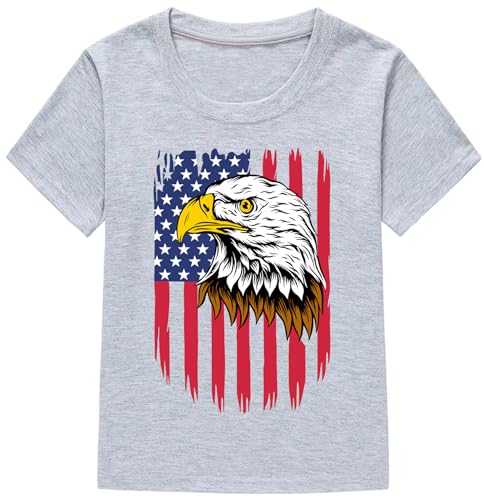 Image of Toddler Boys 4th of July Shirts Kids American Flag T-Shirt Girls Patriotic Short Sleeve Tees Cotton Top Clothes 1-7T