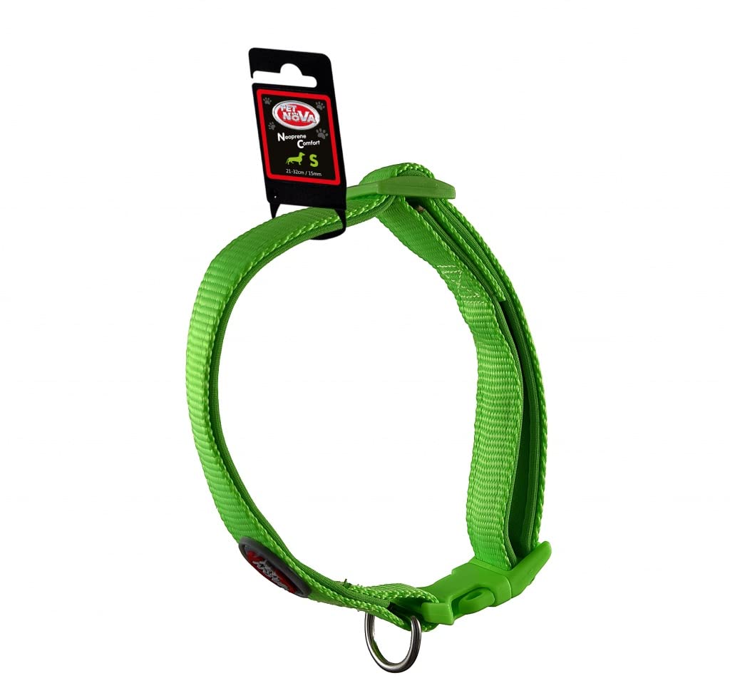 Adjustable nylon collar with neoprene lining NEOPRENE COMFORT size S - 1,5cm (25cm-40cm), light green, CO-NEO-LIGHTGREEN-S