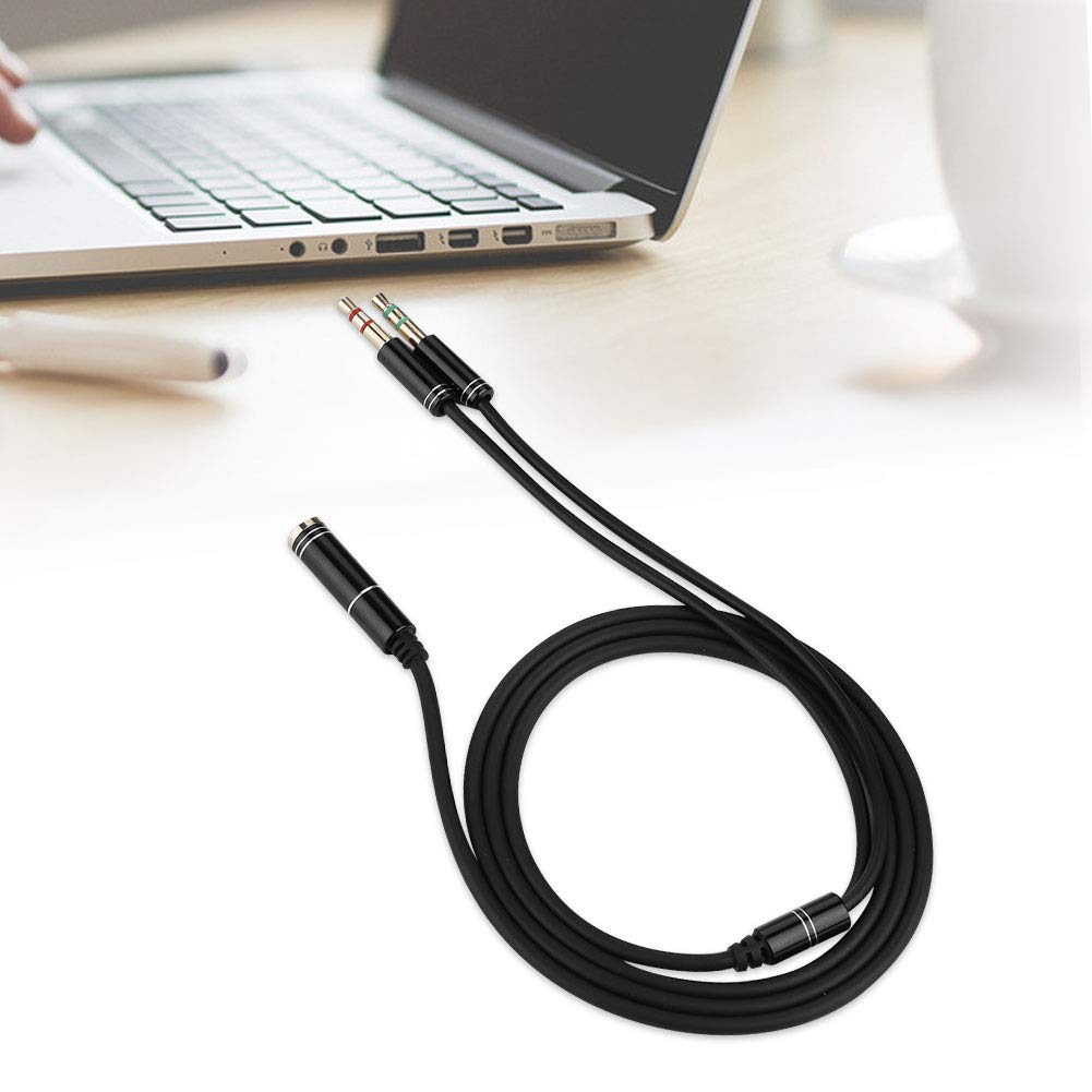 Tonysa Przedłużacz słuchawek 3,5 mm żeński na podwójny 3,5 mm męski rozdzielacz słuchawek mikrofon kabel do słuchawek adapter linii do gier muzycznych połączeń głosowych