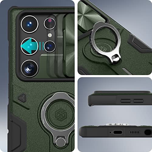 Image of imluckies for Samsung Galaxy S22 Ultra Case with Camera Cover & Kickstand, 360Rotating Ring Stand+Slide Lens Protection, Shockproof Bumper, Impact-Resistant Case for S22 Ultra 5G 6.8 inch, Green