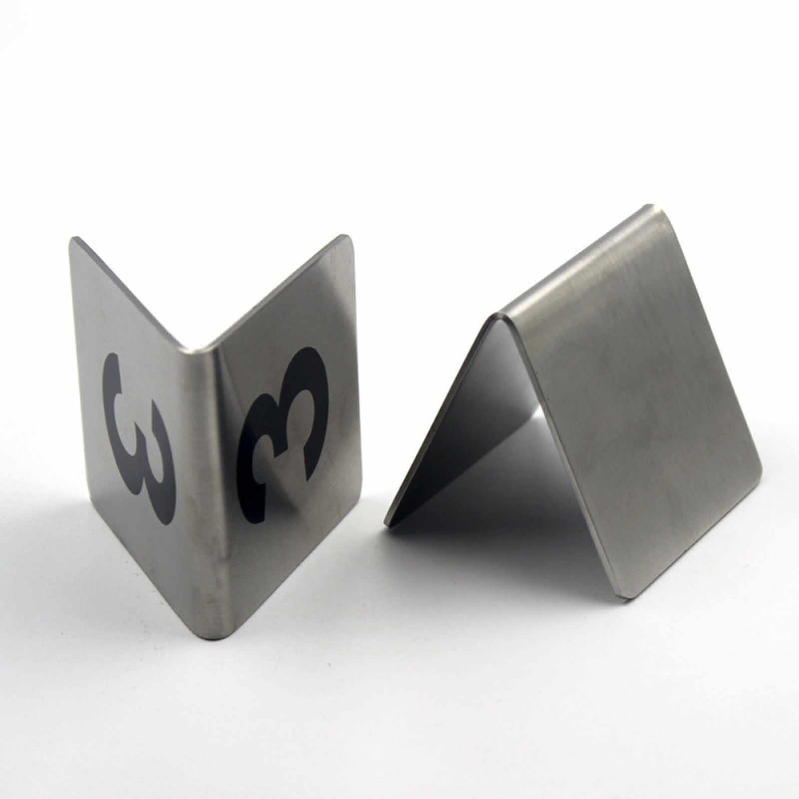 Tarjetas de números de mesa de restaurante de acero inoxidable