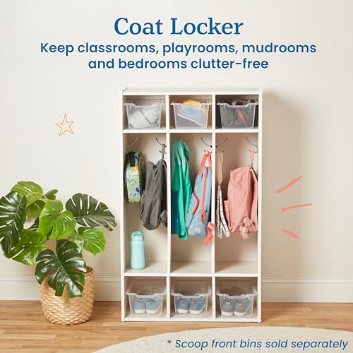 Image of ECR4Kids Streamline 3-Section Coat Locker with Cubby Storage, Classroom Furniture, White Wash