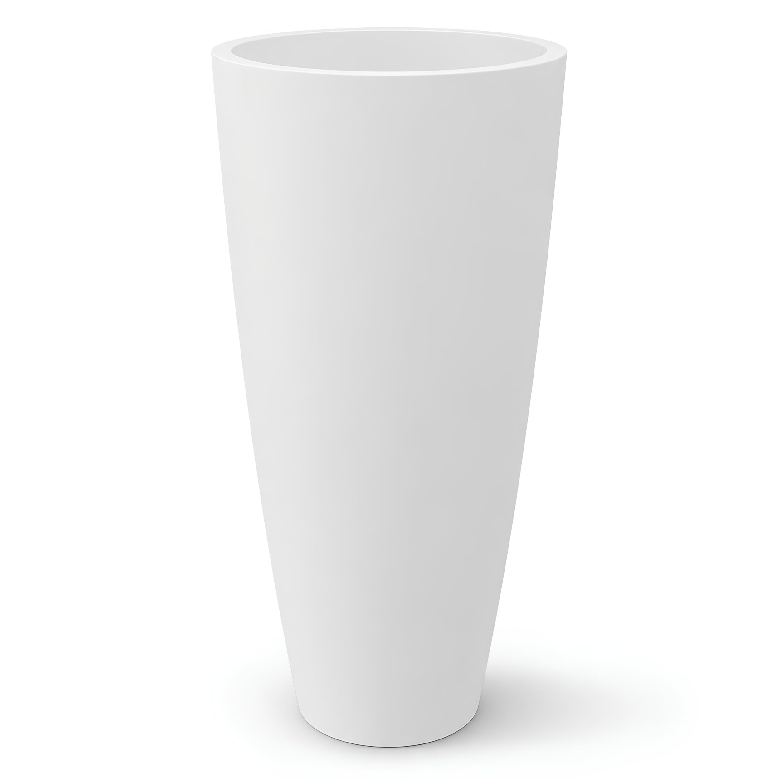 Nicoli Vaso Alto Style 36x70 cm – Vaso Decorativo da Interno ed Esterno in Plastica Resistente – Vaso per Piante con Sottovaso Estraibile – Vasi da Esterno Moderni per Fiori e Verde - Colore Bianco