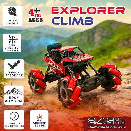 Image of Gooyo GY-015SS Rechargeable Explorer Climb Spray Monster RC Car, Power Source: in-Built Battery for Car (Included) & 2xAA Battery for Remote Controller (Not Included) (Red)