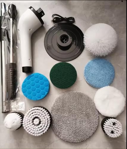 Image of V.E.E Electric Spin Scrubber, Cleaning Brush Scrubber for Home, 400RPM /Mins-9 Replaceable Brush Heads-90Mins Work Time, 3 Adjustable Size, Multiple Speeds for Bathroom Shower Bathtub Glass and Car