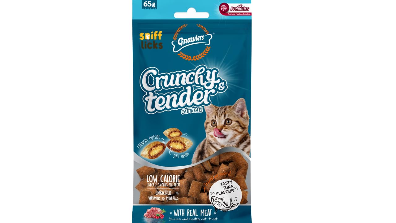 GNAWLERS Crunchy & Tender Cat Treats Made with Real Tuna, Irresistible Crunchy on The Outside and Soft Center 65g (Pack of 4) by Sniff N Licks (B0D422ZRW1) Amazon Price History, Amazon Price Tracker