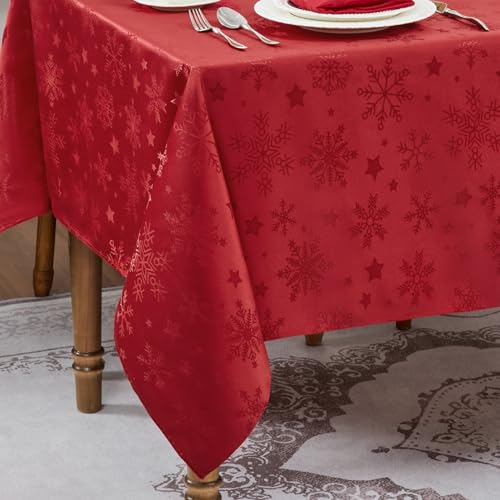 Romanstile Weihnachts Tischdecke abwaschbar 140x180 cm rot Jacquard...