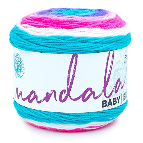 Image of Lion Brand Yarn (1 Skein) Mandala Baby Yarn, Unicorn Cloud | Variegated Light DK 100% Acrylic Knit & Crochet Fiber, Baby Projects, Blankets, Colorful Cloths, Triangle Shawls
