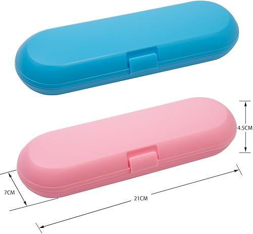 Miniatura 2 de Nincha Estuche de viaje para cepillo de dientes eléctrico de plástico para Oral-B Pro Series, 2 paquetes (azul y rosa)