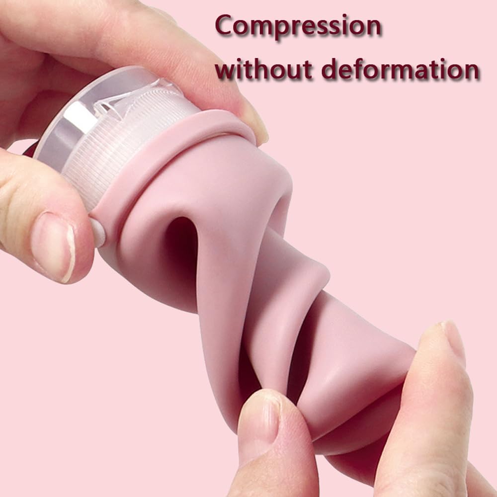 50 botellas de silicona vacías suaves y recargables para cosméticos, tubo de viaje, contenedor portátil a prueba de fugas para champú, loción, contenedor portátil (rosa oscuro, 90 ml)