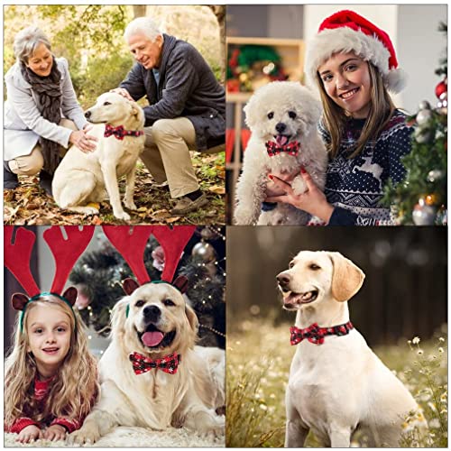 Asvin Weihnachten Hundehalsband, mit Hunde Fliege Abnehmbarer, Weich und Bequem Hunde Halsband Einstellbar, für Wenige Mittlere und Große Hunde