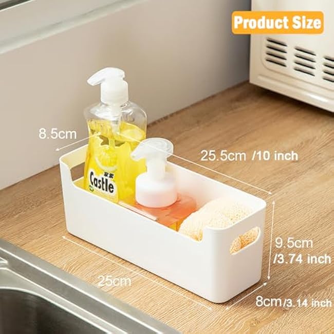 2 Pack Cabinet Organizer Storage, Adhesive Over Cabinet Door Organizer, No Drilling Space Saver Plastic Storage Containers Multi-Use for Kitchen Bathroom Office Bedroom, White