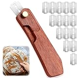 Samest Bread Lame Dough Scoring Tool and 15 Razor Blades, Upgraded Wooden Dough Scorer Knife with 2 Magnetic for Convenient Storage, Bread Scorers Tool for Breads Baking, Homemade Bread（Black Walnut）