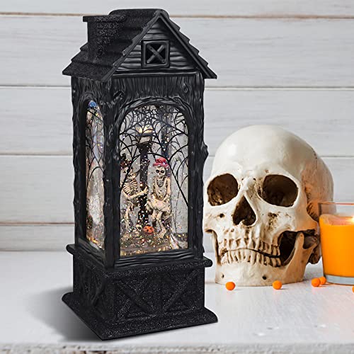 Eldnacele Halloween Ghost Projection Snow Globe Lantern With 6-Hour Timer, Lighted Plug-In & Battery Operated Water Glittering Snowing Globe Lantern For Spooky Fall Halloween Festival Party Decoration #TOP5