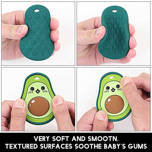 Image of Baby Silicone Teether,Sensory Chew Toys,BPA Free Soft and Effective Infant Teething Pain Relief Toys,Freezer Safe,Food Grade Silicone,Best Shower Gift for Boys and Girls (Avocado)