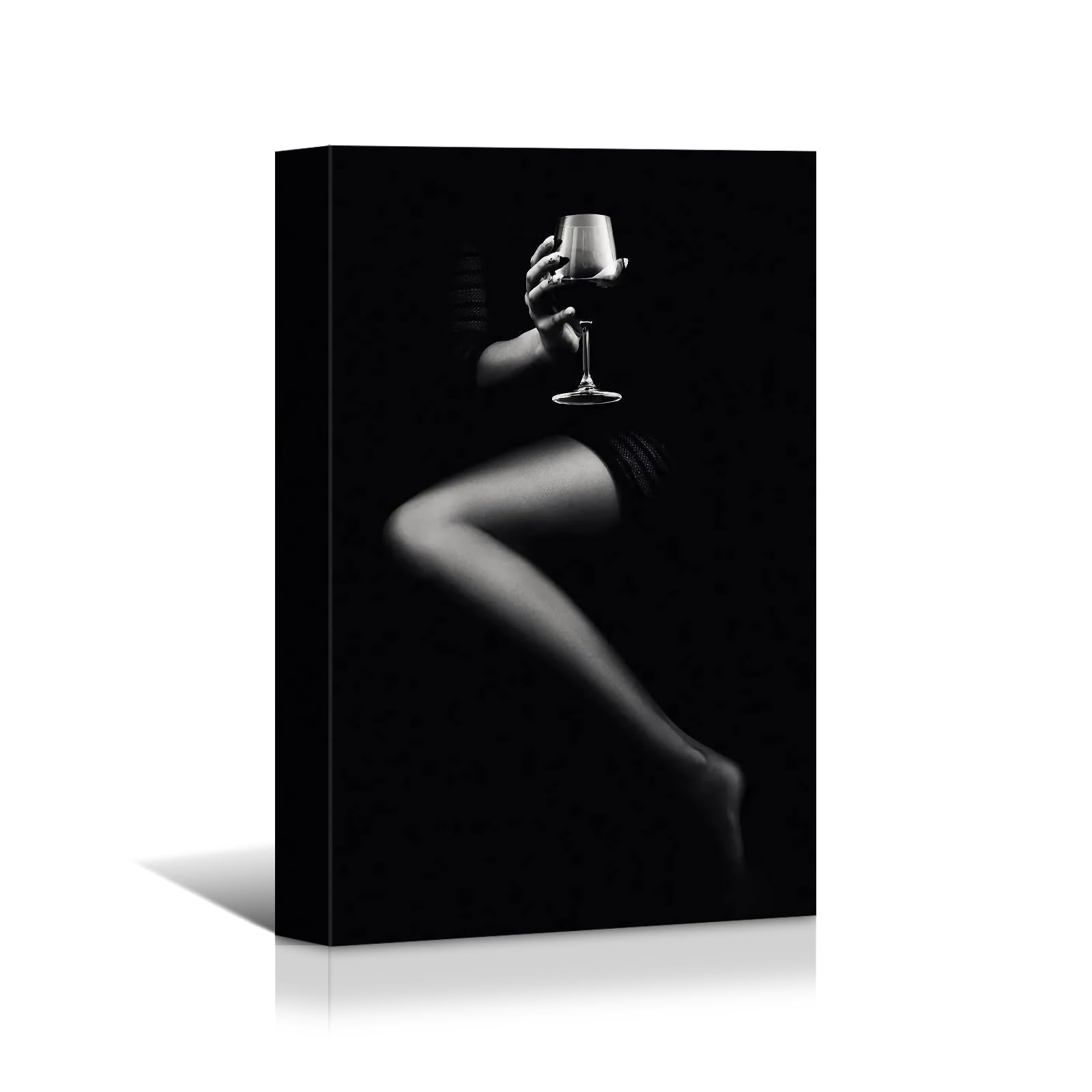 Wewejia Canvas Painting Wall Art Poster Prints Black Sexy Women Red Wine Glass Wall Art Pictures For Bedroom Bar Modern Decoration Ready to Hang
