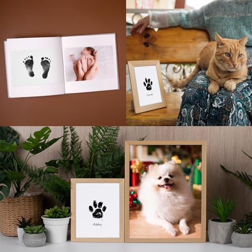 2 pcs Fußabdruck Baby Nabance Pfotenabdruck set Hund Katze mit 4 Karten Baby Fussabdruck set Baby Handabdruck Abdrücke Hundenasenabdruck Hundegeburtstag Geschenk für Hundebesitzer