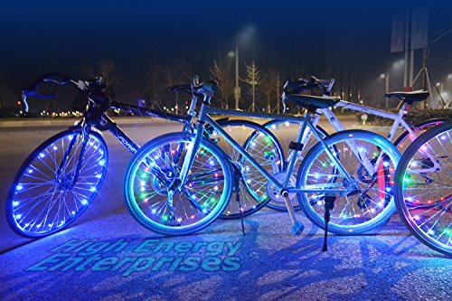 High Energy Enterprises LED BikeStrings - Bright, Flexible Wire MicroLED Light Strings - Dazzling Display - Light up Your Bike! Cast Light All Around You. Be Safe: Be Visible - Be seen!