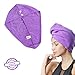 SOFTOWN Microfiber Hair Drying Towel Turban Ultra Absorbent with 2 buttons for Long Hair, 1 Pack, 11 x 28 inch, Purple