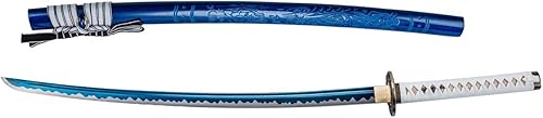 Miniatura 3 de BOHIHYU Samurai Katana,1060 acero de alto carbono,Acero T10,Acero de Damasco,Aleación Tsuba,Mango de madera maciza