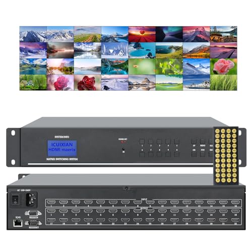 ICUIXIAN 16x32 HDMI Matrix Switch 4K@30Hz?Rackmount HDMI Matrix 16x32 Support RS232+IR+Web GUI Control?EDID?HDCP?LED Screen Display?Dolby Digital?DTS-HD Audio Transmission (16 Input 32 Output)