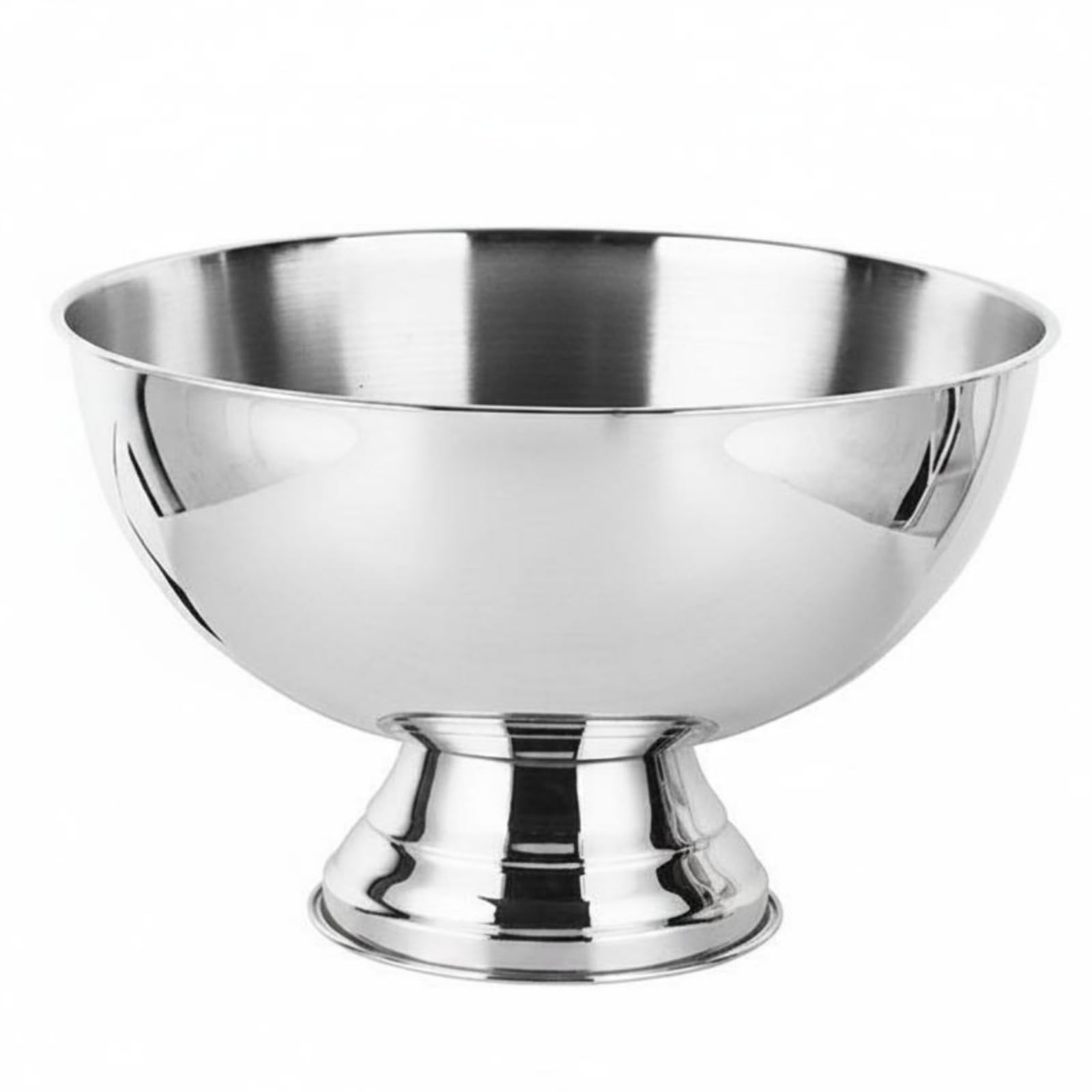 harayaa Champagne Secchiello in Acciaio Inox Specchiato Forma Rotonda con Piedistallo Stabile per Servire Champagne Vino Birra E Mantenere Ghiaccio Fresco, Argento