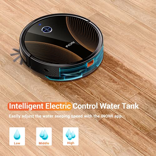Aspirateur Robot, INOMI 2200Pa Robot Aspirateur Laveur 3 en 1 Balaye et Lave, 120 Minutes, Gyroscope Navigation, Contrôle avec Alexa/App/WIFI, Auto-chargement,Idéal pour les poils d'animaux,les tapis - Image 7