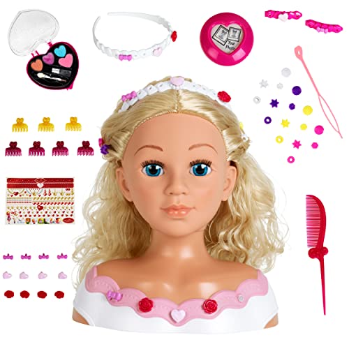 Theo Klein 5242 Schmink- u. Frisierkopf Rose| Mit Haarschmuck und Kosmetik...