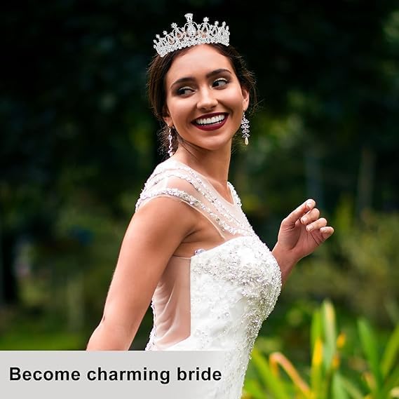 Crystal Tiara and Princess Crown,Silver Rhinestone Tiaras with Comb Crown,Bridal Wedding Queen Headbands Prom Birthday Party Halloween Hair Accessories Jewelry Gifts for Women Girls - Image 7