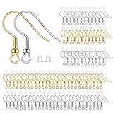 BEADNOVA Earring Hooks 300pcs Earring Kits with Rubber Earring Backs Earring Hook for Jewelry Making DIY Earring Supplies (300pcs Mix Earring Hooks and 300pcs Earring Backs, Total 600pcs)
