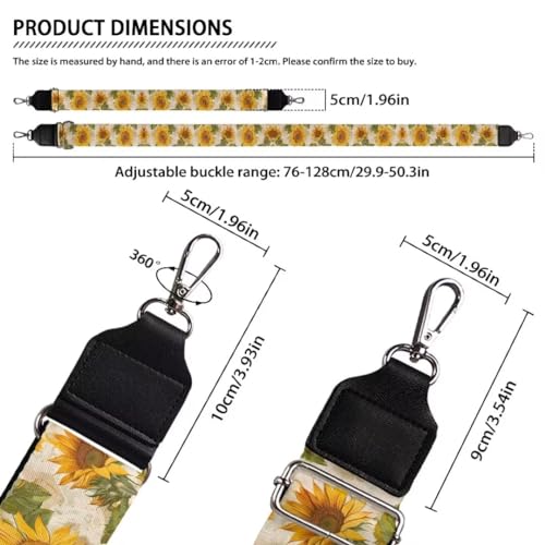Image of Coldinair Sunflower Wide Shoulder Strap Adjustable Replacement Belt Guitar Crossbody Bag Straps Handbag Strap Canvas Straps Luggage Strap