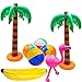 Price comparison product image ELCOHO 8 Pack Inflatable Palm Trees Flamingos Toys Inflatable Banana Beach Balls for Hawaii Party Décor Luau Party Backdrop