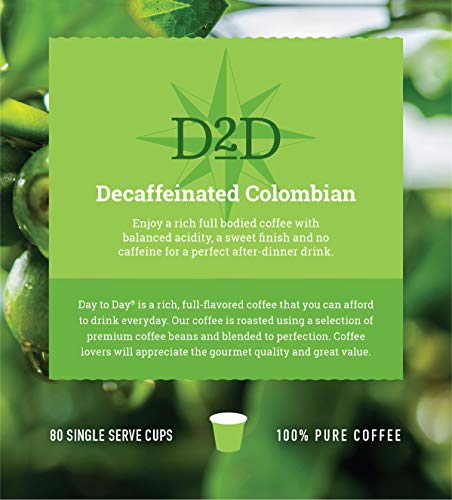 Image of Day To Day 80-Count Decaf Colombian Supreme, Light Roast Single Serve Coffee Pods for K-Cup Keurig Brewers