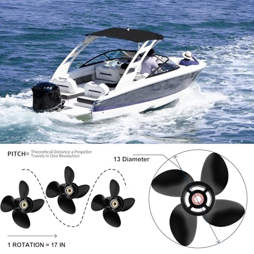 Image of Upgrade OEM Aluminum Boat Propeller Compatible with Mercury Engines 40hp 50hp 60hp 75hp 90hp 100hp 115hp 125hp,15 Spline,4 1 /4 inch Gearcase4 Blades,RH
